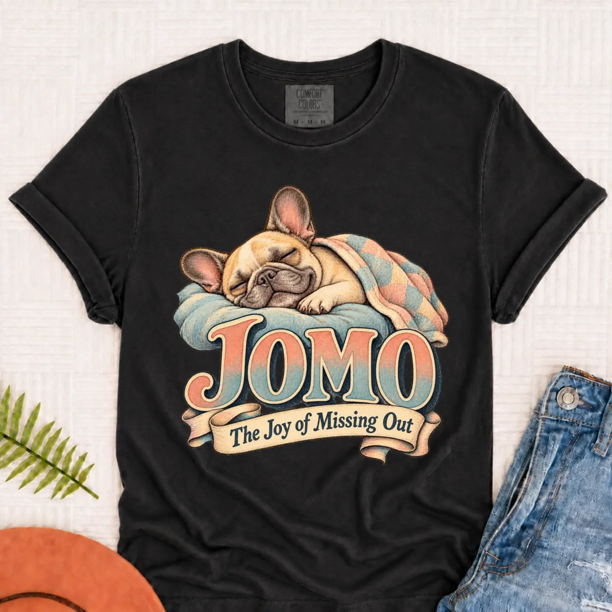 Custom Frenchie Bulldog Sleeping In Unisex TShirt Graphite