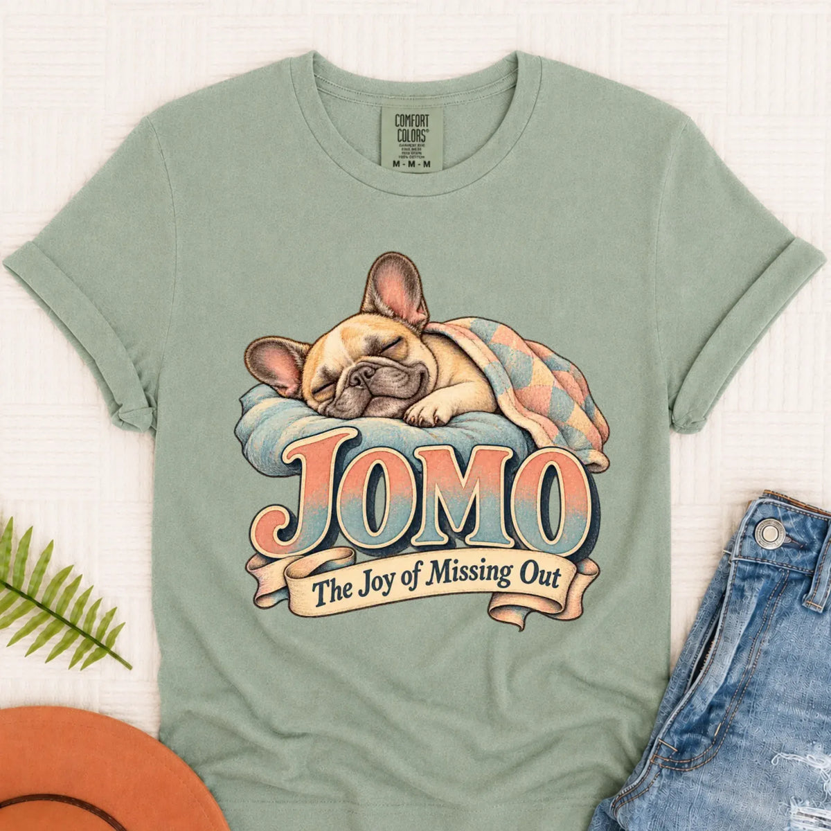 Custom Frenchie Bulldog Sleeping In Unisex TShirt Bay