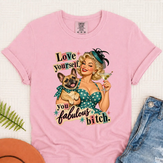 Customizer Monster Light 1717 / Blossom / S Custom Frenchie Bulldog Snarky Love Yourself Unisex TShirt