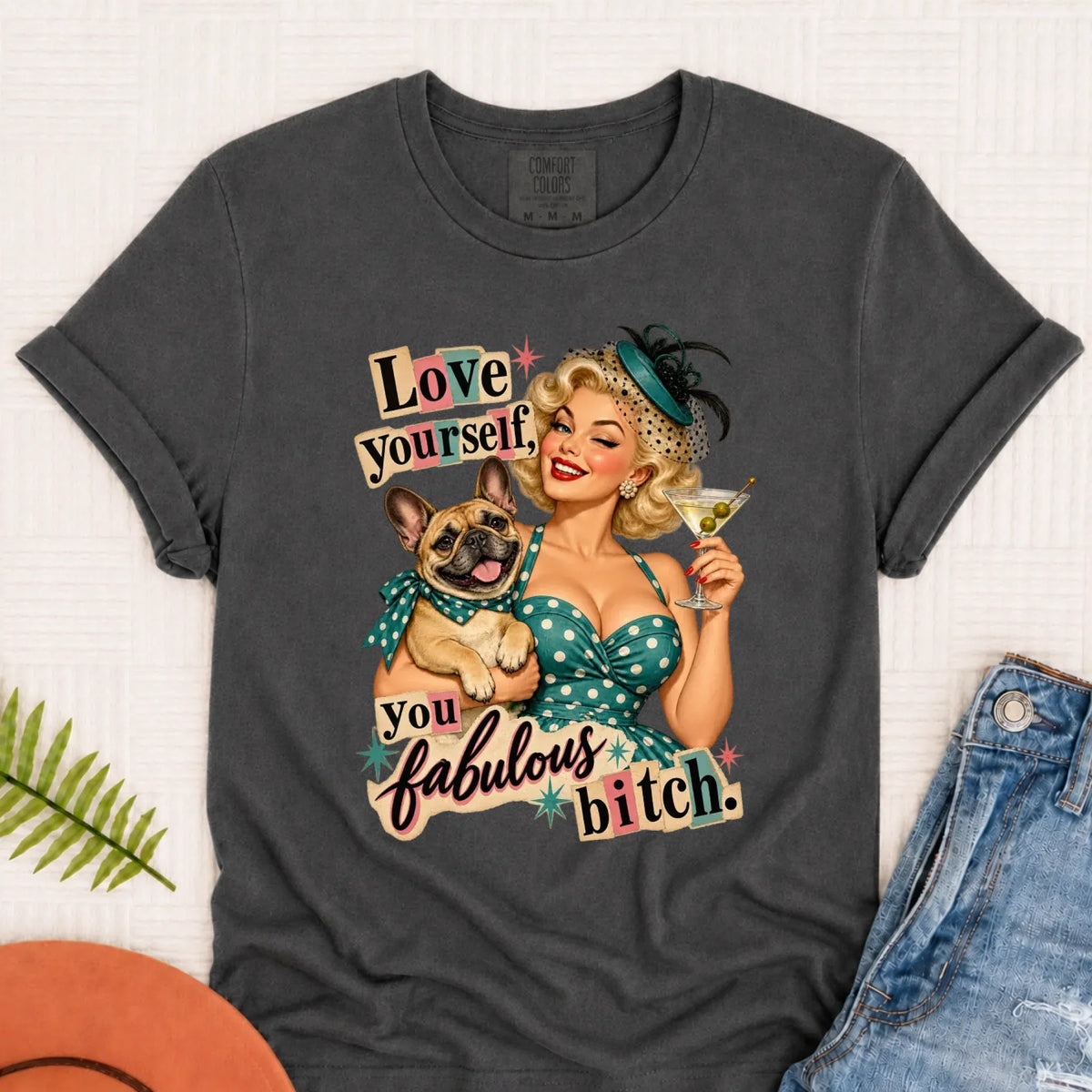 Custom Frenchie Bulldog Snarky Love Yourself Unisex TShirt Pepper