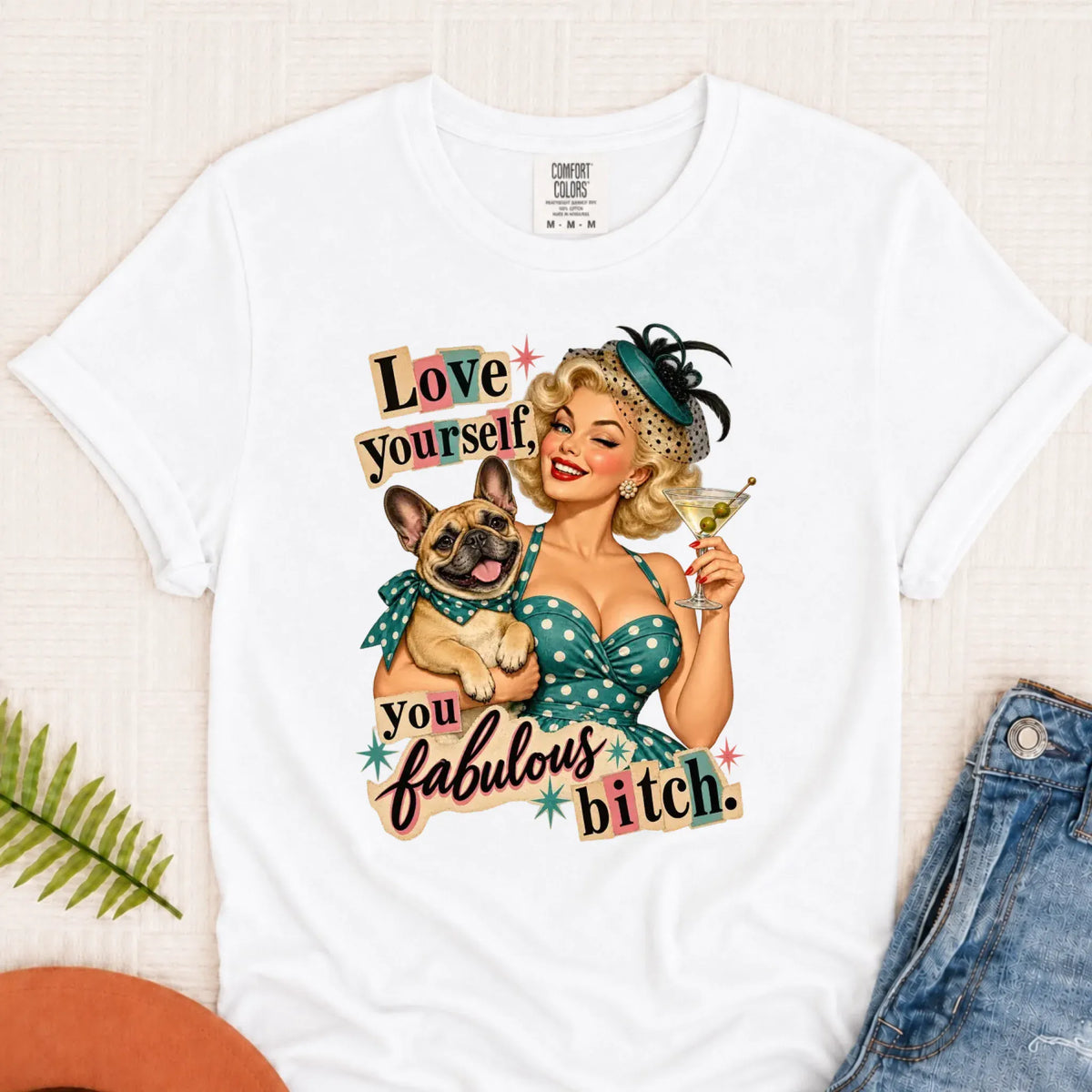 Custom Frenchie Bulldog Snarky Love Yourself Unisex TShirt White