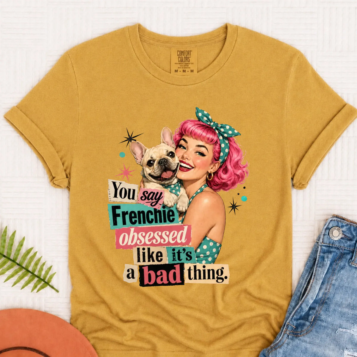 Custom Frenchie Bulldog Snarky Unisex TShirt Mustard