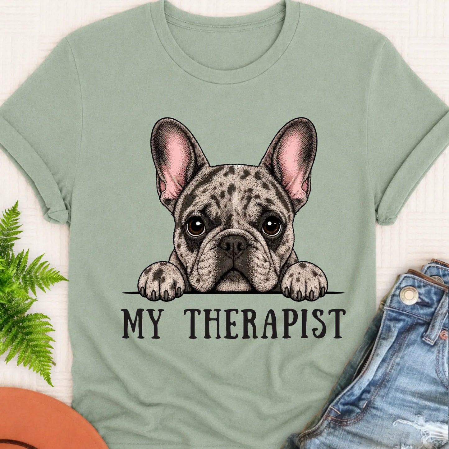 T-Shirt Bay / S Custom Frenchie Bulldog Therapist Unisex Tshirt