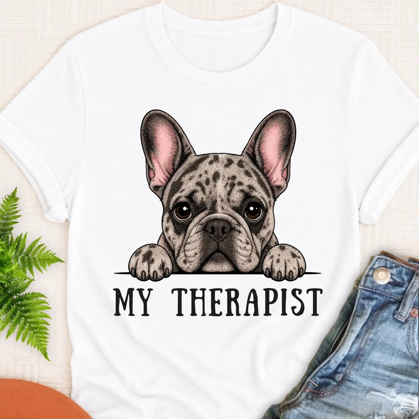 T-Shirt White / S Custom Frenchie Bulldog Therapist Unisex Tshirt