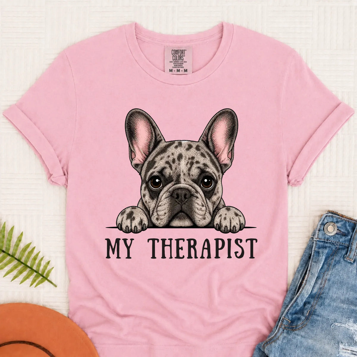Custom Frenchie Bulldog Therapist Unisex Tshirt Blossom
