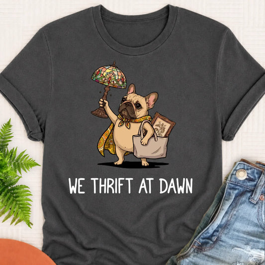 Custom Frenchie Bulldog Thrifting Unisex Tshirt Pepper