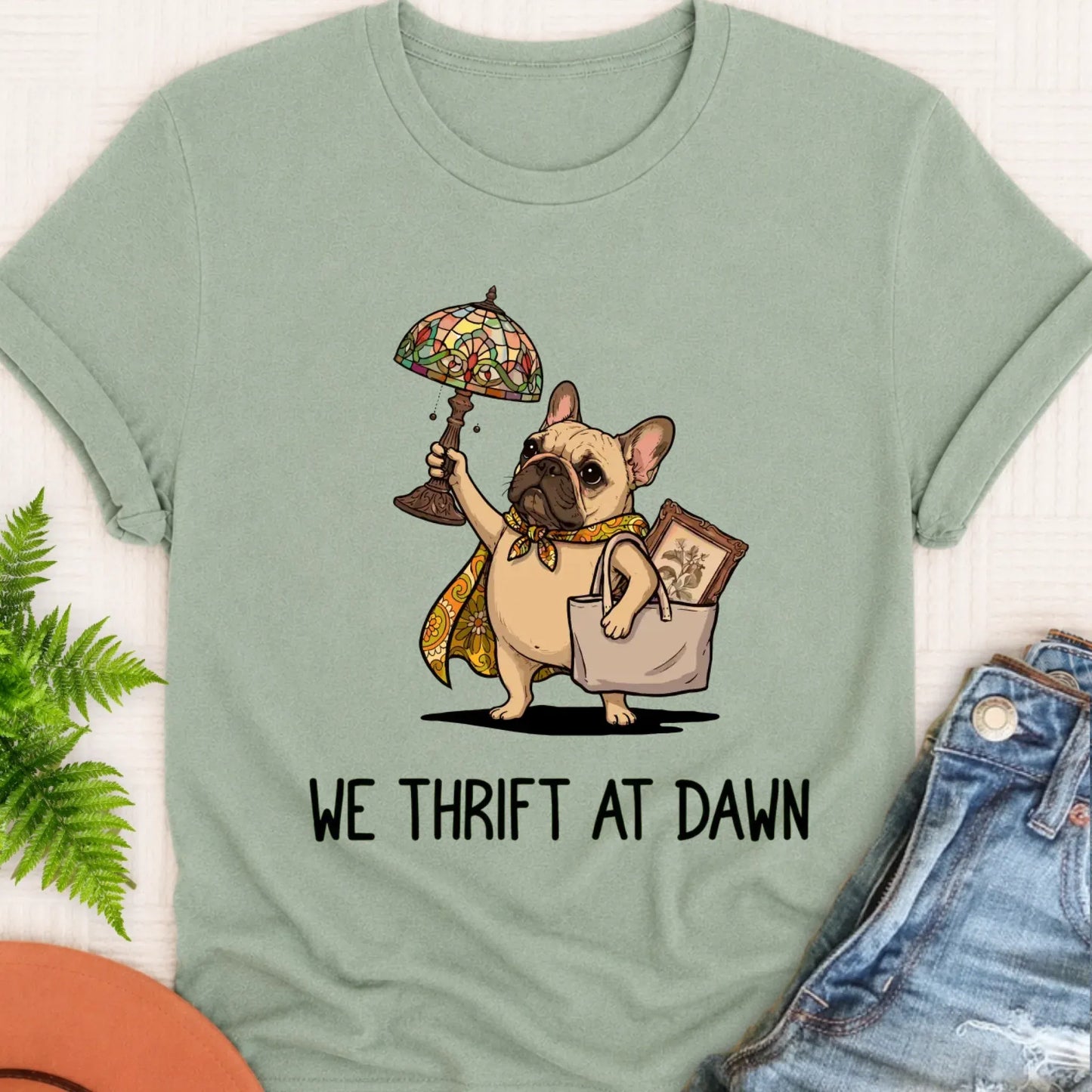 T-Shirt Bay / S Custom Frenchie Bulldog Thrifting Unisex Tshirt