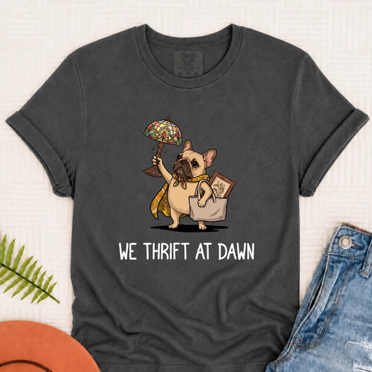 Custom Frenchie Bulldog Thrifting Unisex Tshirt Pepper