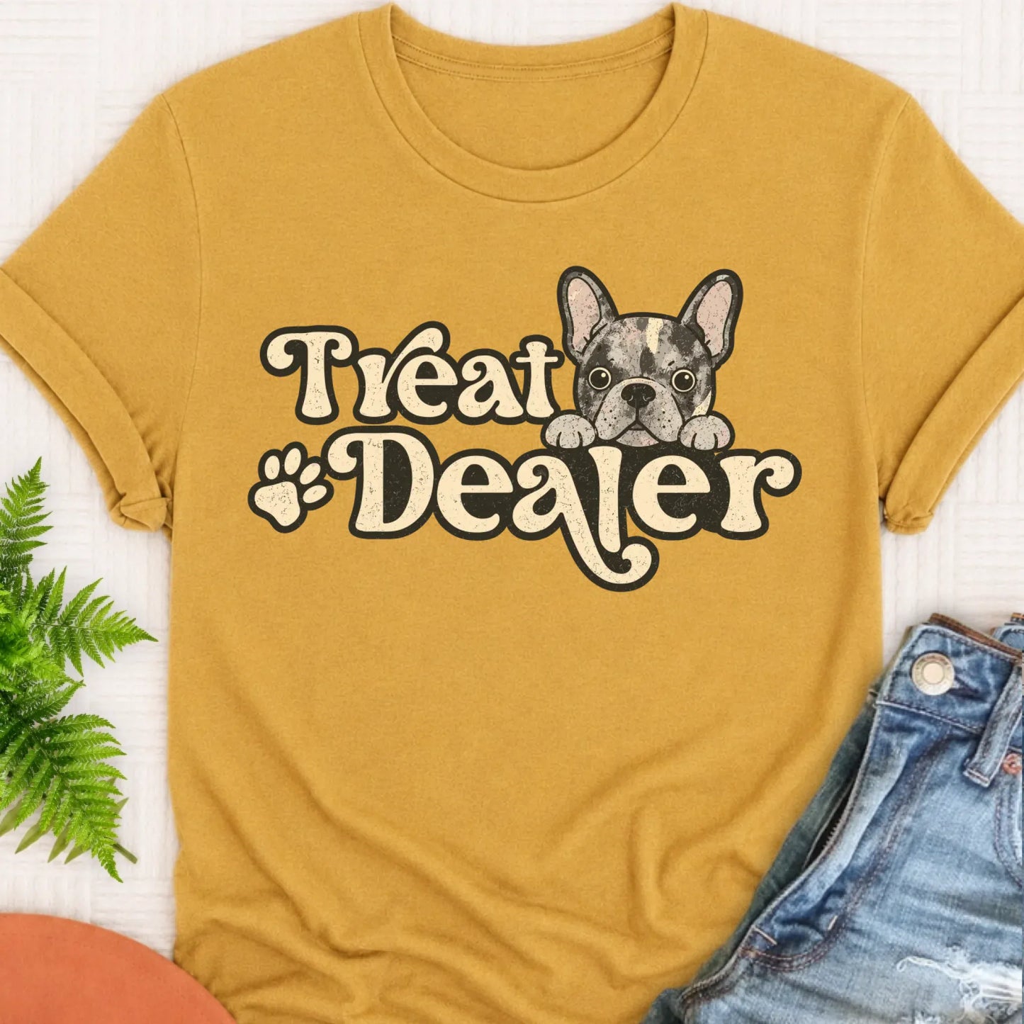 Youth Tshirt Mustard / S Custom Frenchie Bulldog Treat Dealer Unisex TShirt