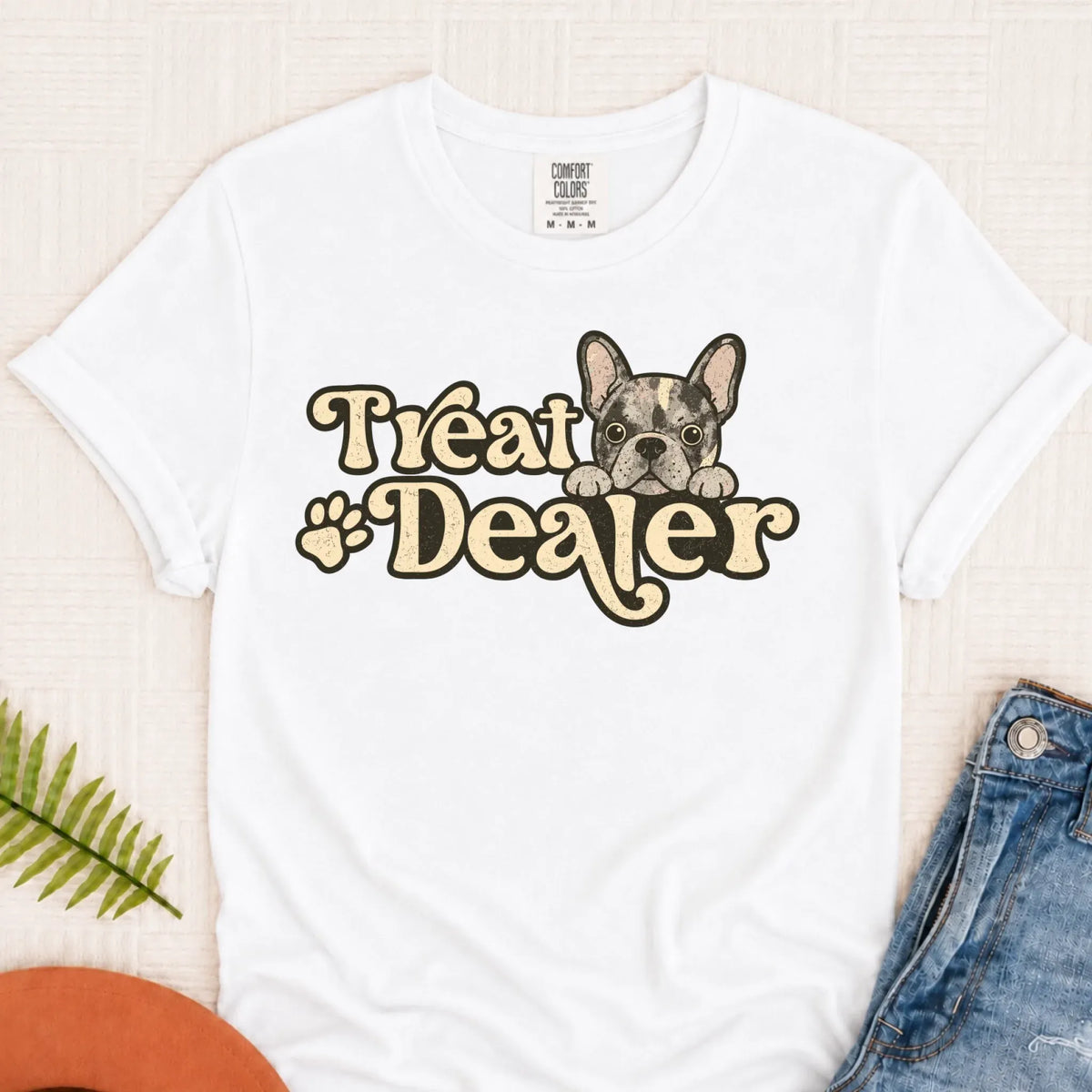 Custom Frenchie Bulldog Treat Dealer Unisex TShirt White