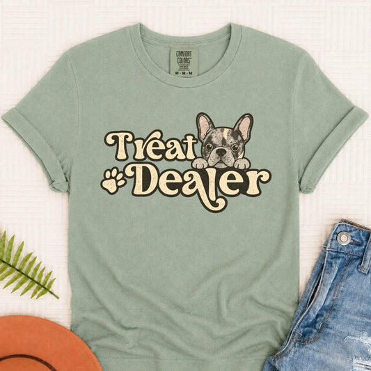 Custom Frenchie Bulldog Treat Dealer Unisex TShirt Bay