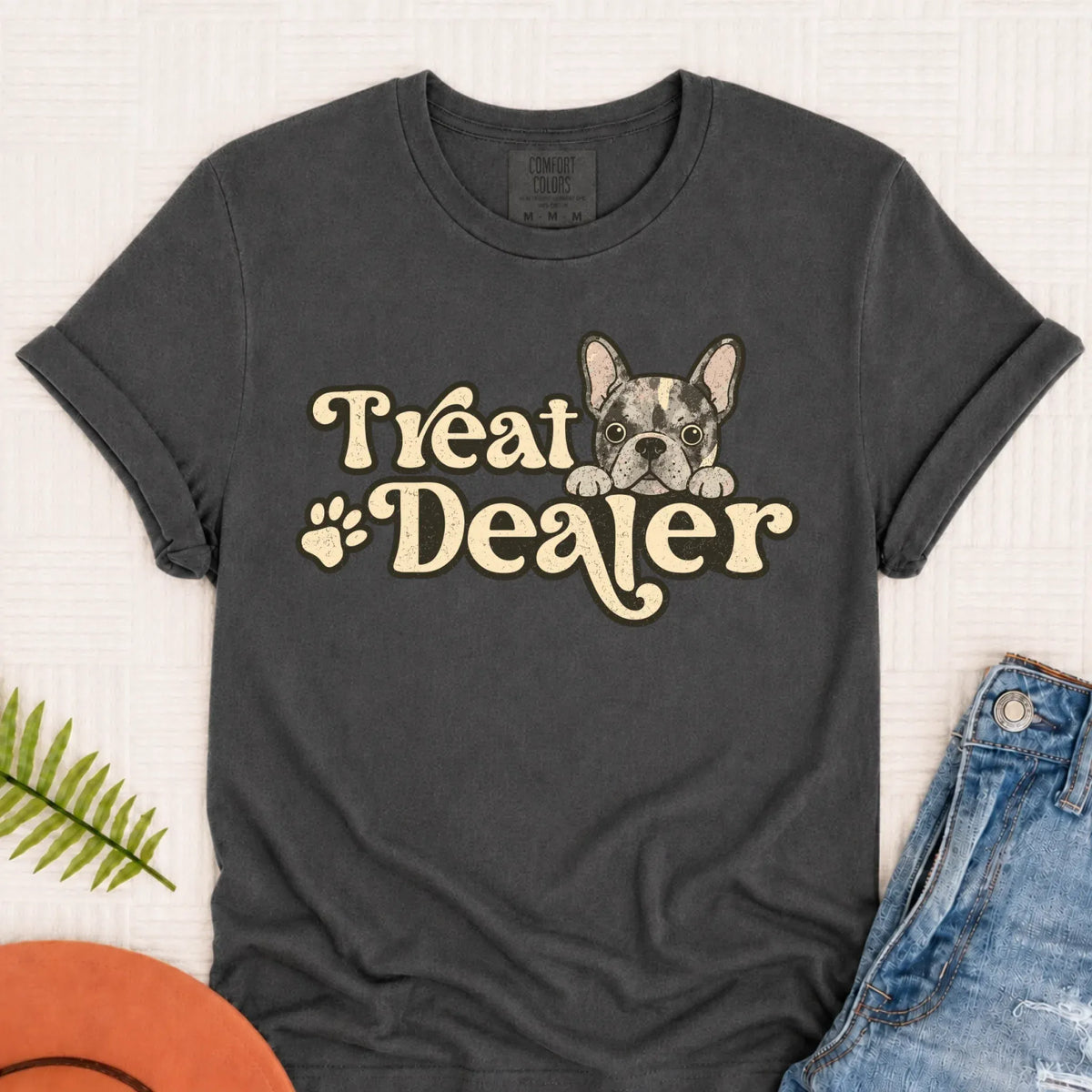 Custom Frenchie Bulldog Treat Dealer Unisex TShirt Pepper