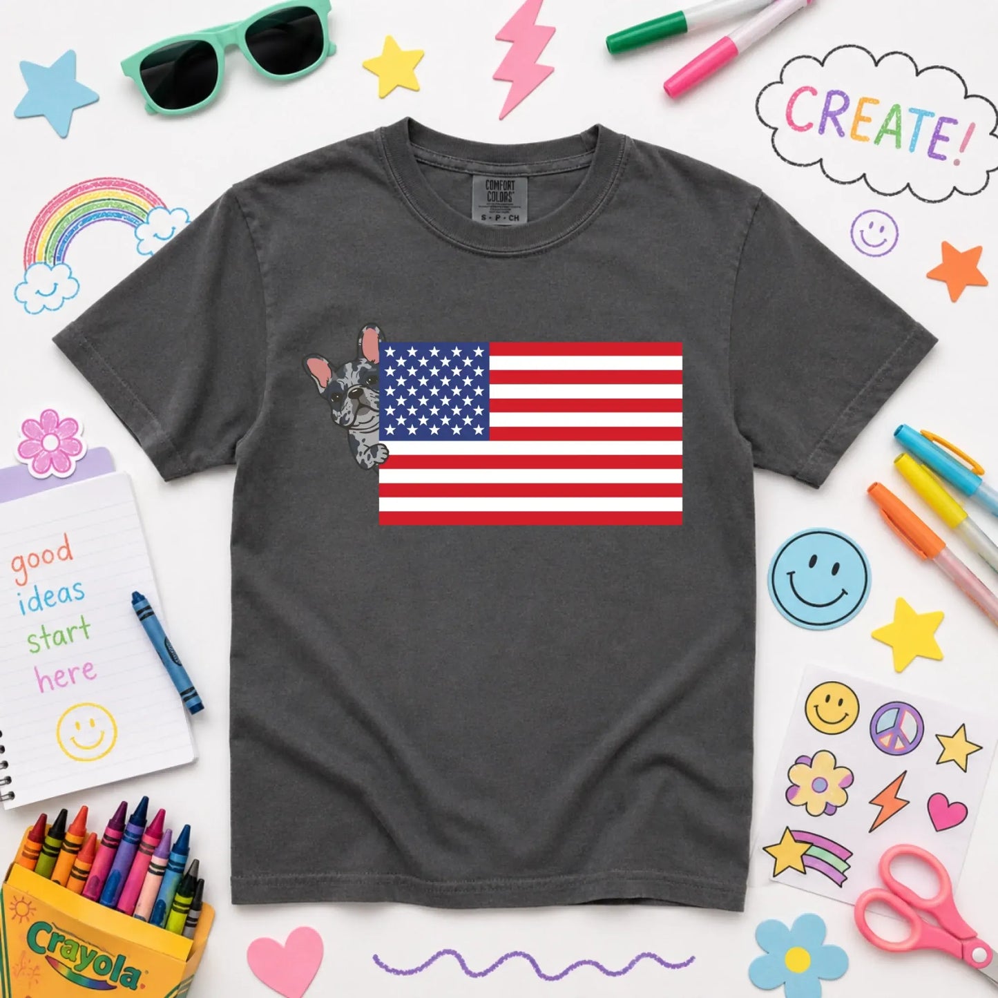 Youth Tshirt Pepper / XS Custom Frenchie Bulldog USA Flag YOUTH Unisex Sweatshirt