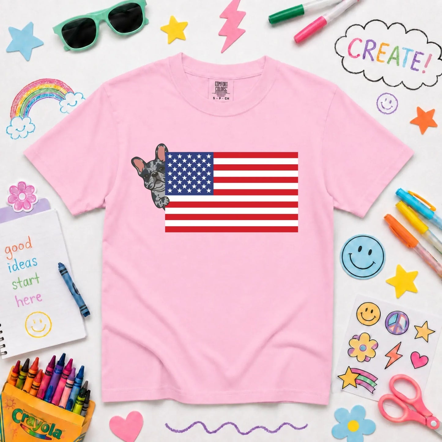 Youth Tshirt Blossom / XS Custom Frenchie Bulldog USA Flag YOUTH Unisex Sweatshirt