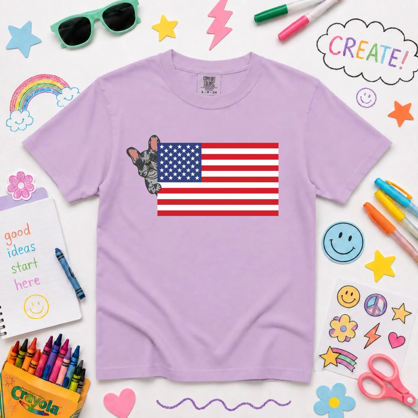 Youth Tshirt Orchid / XS Custom Frenchie Bulldog USA Flag YOUTH Unisex Sweatshirt