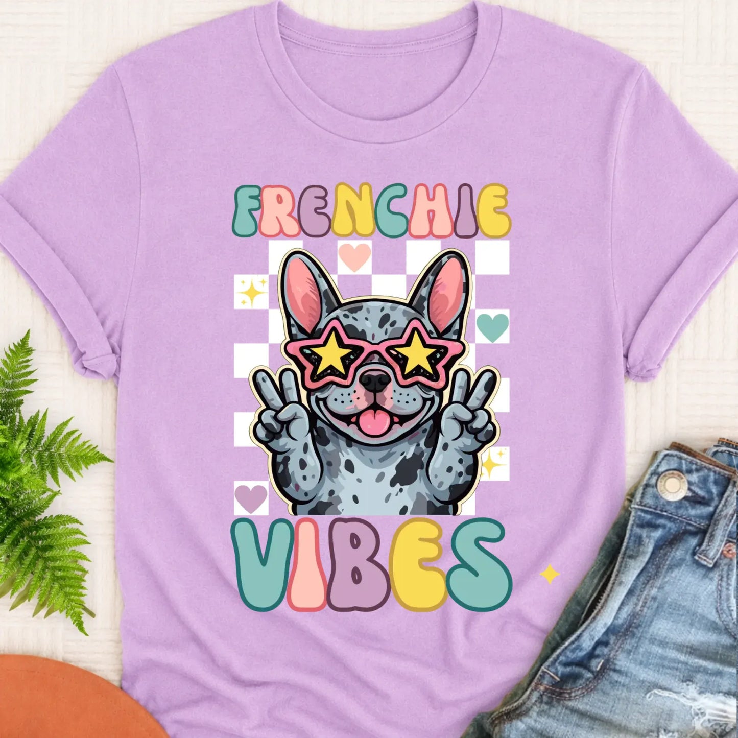 T-Shirt Orchid / S Custom Frenchie Bulldog Vibes Unisex TShirt