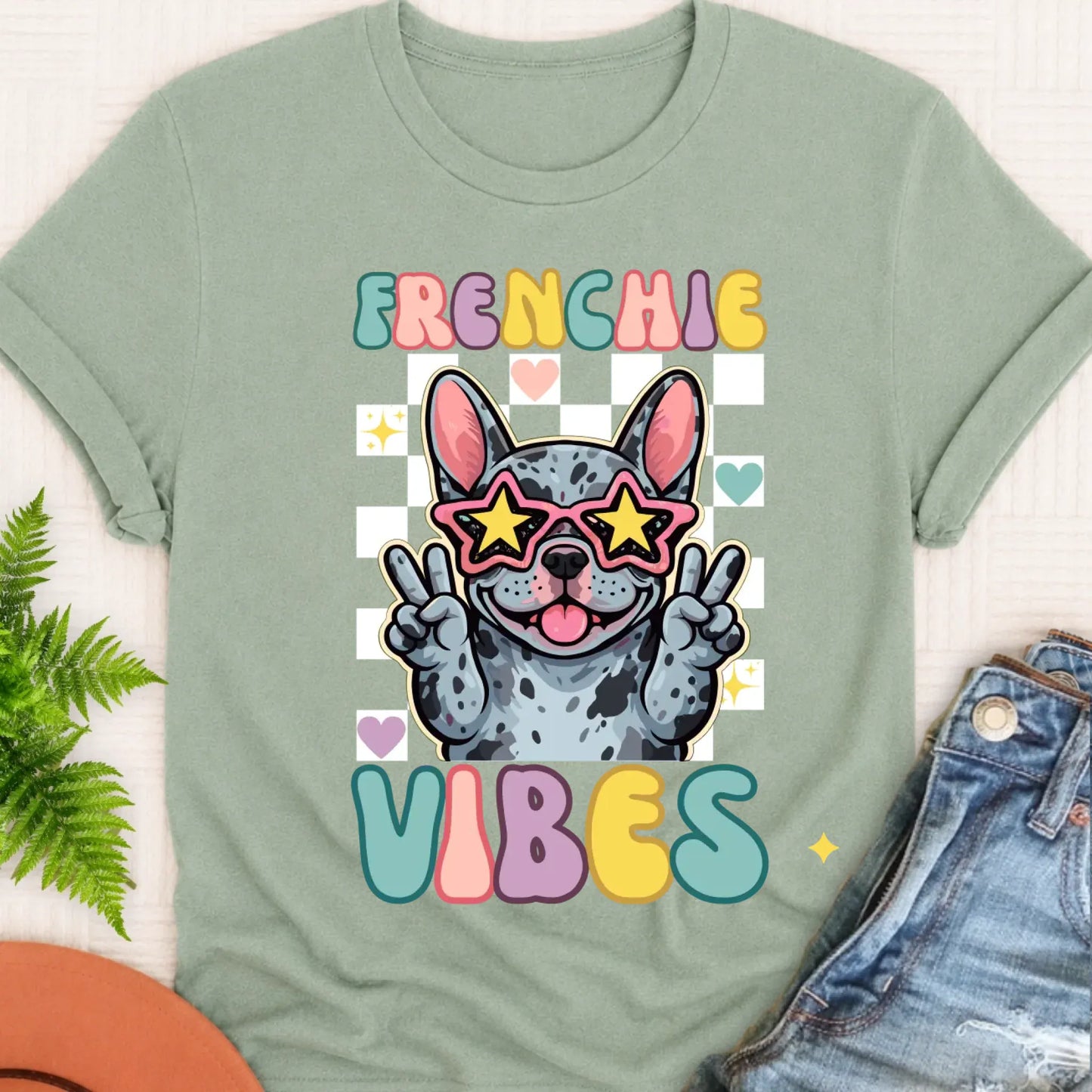 T-Shirt Bay / S Custom Frenchie Bulldog Vibes Unisex TShirt