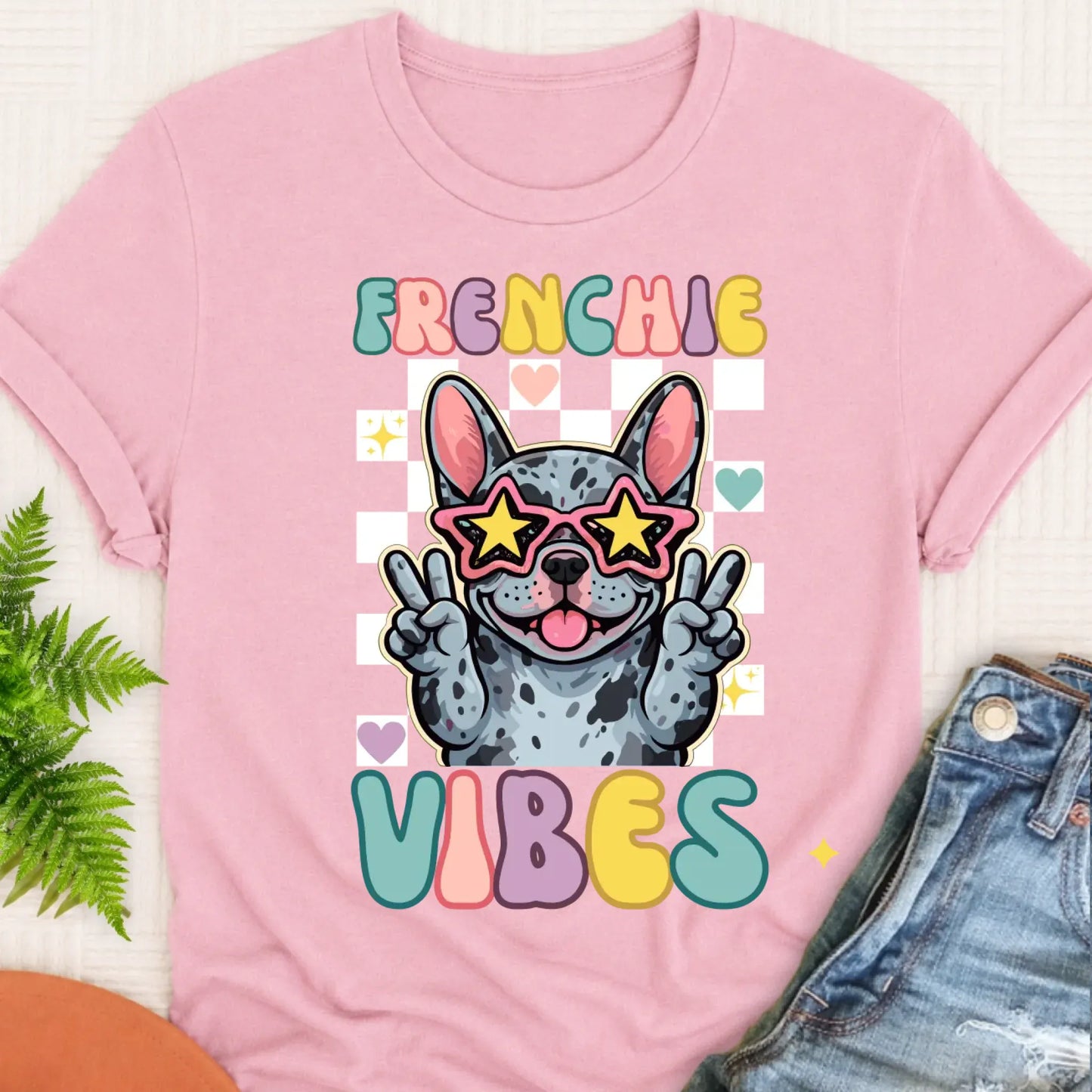 T-Shirt Blossom / S Custom Frenchie Bulldog Vibes Unisex TShirt