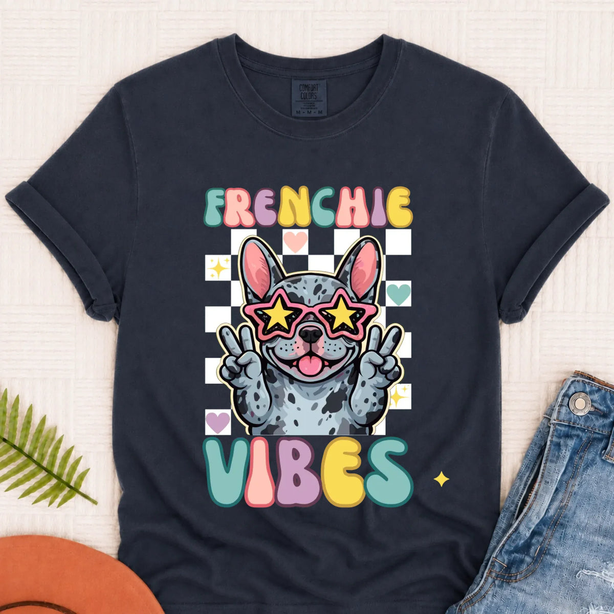 Custom Frenchie Bulldog Vibes Unisex TShirt Pepper 3XL