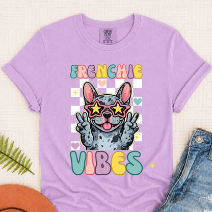 Custom Frenchie Bulldog Vibes Unisex TShirt Orchid
