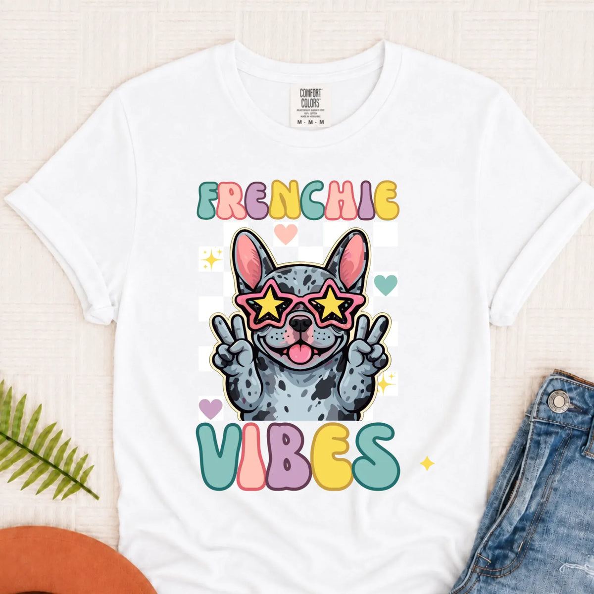 Custom Frenchie Bulldog Vibes Unisex TShirt