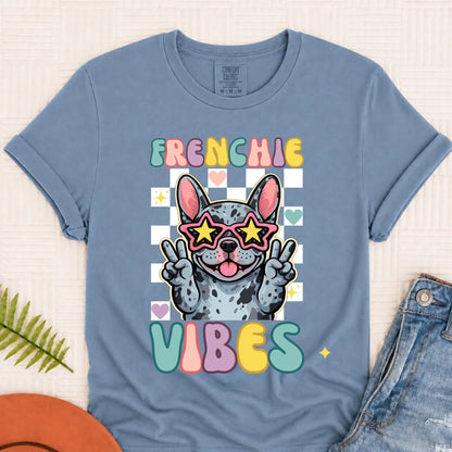 Custom Frenchie Bulldog Vibes Unisex TShirt Blue Jean