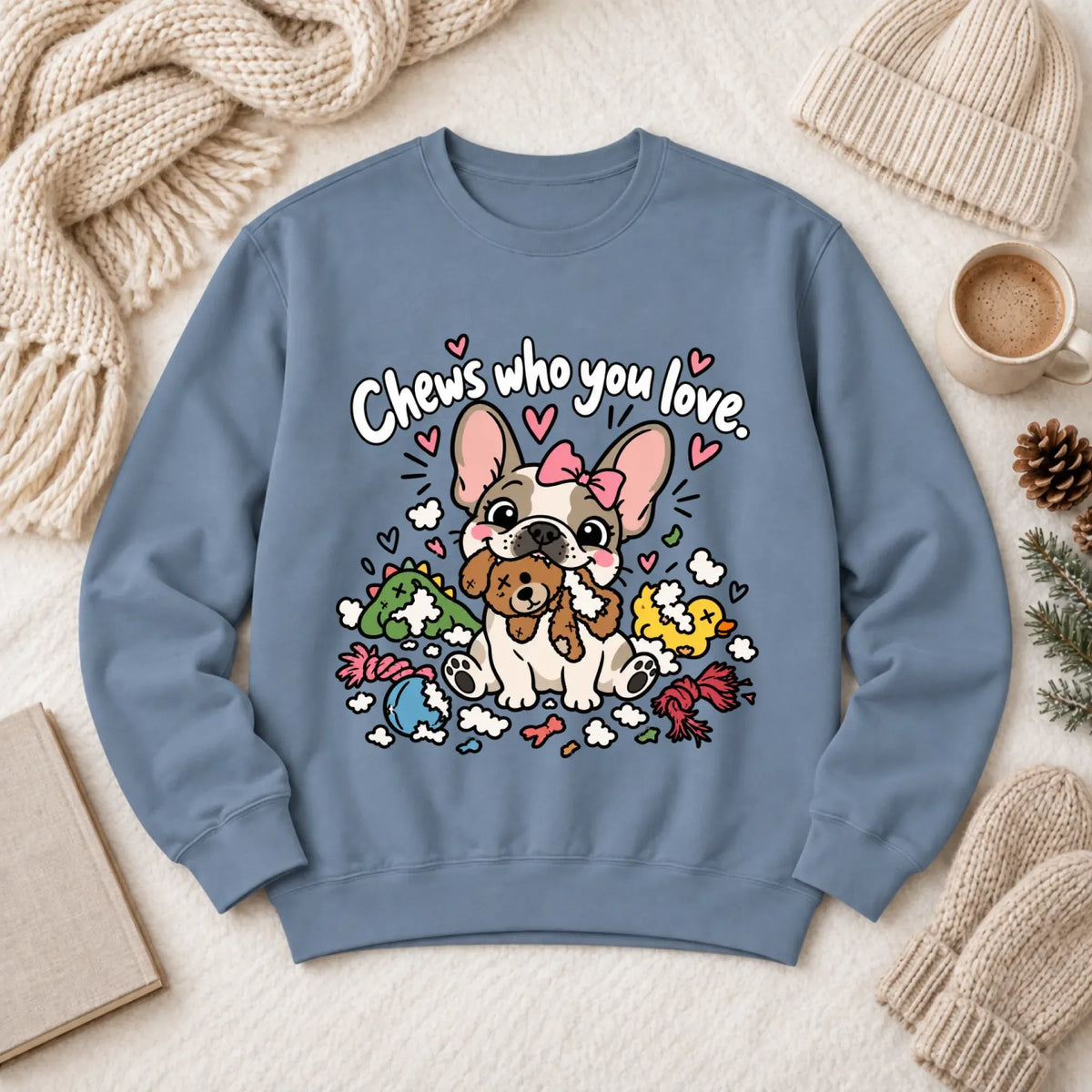 Customizer 1466 LW Sweatshirt Dark / Blue Jean / M Custom Frenchie Chews Who You Love Unisex Sweatshirt