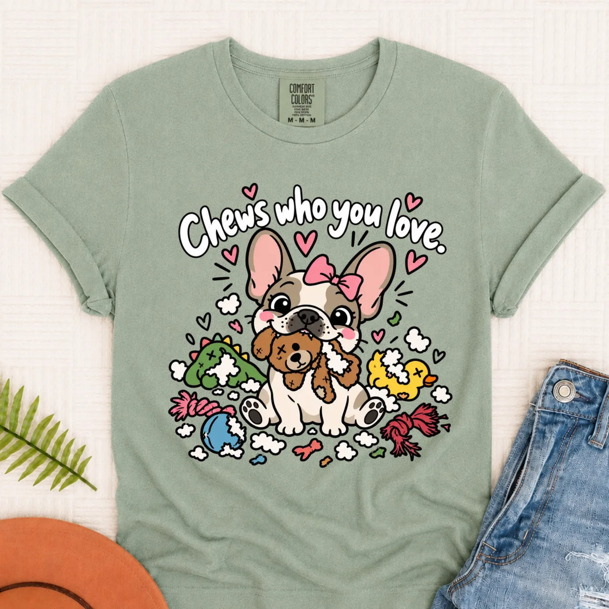 Customizer Monster Light 1717 / Bay / S Custom Frenchie Chews Who You Love Unisex Tshirt