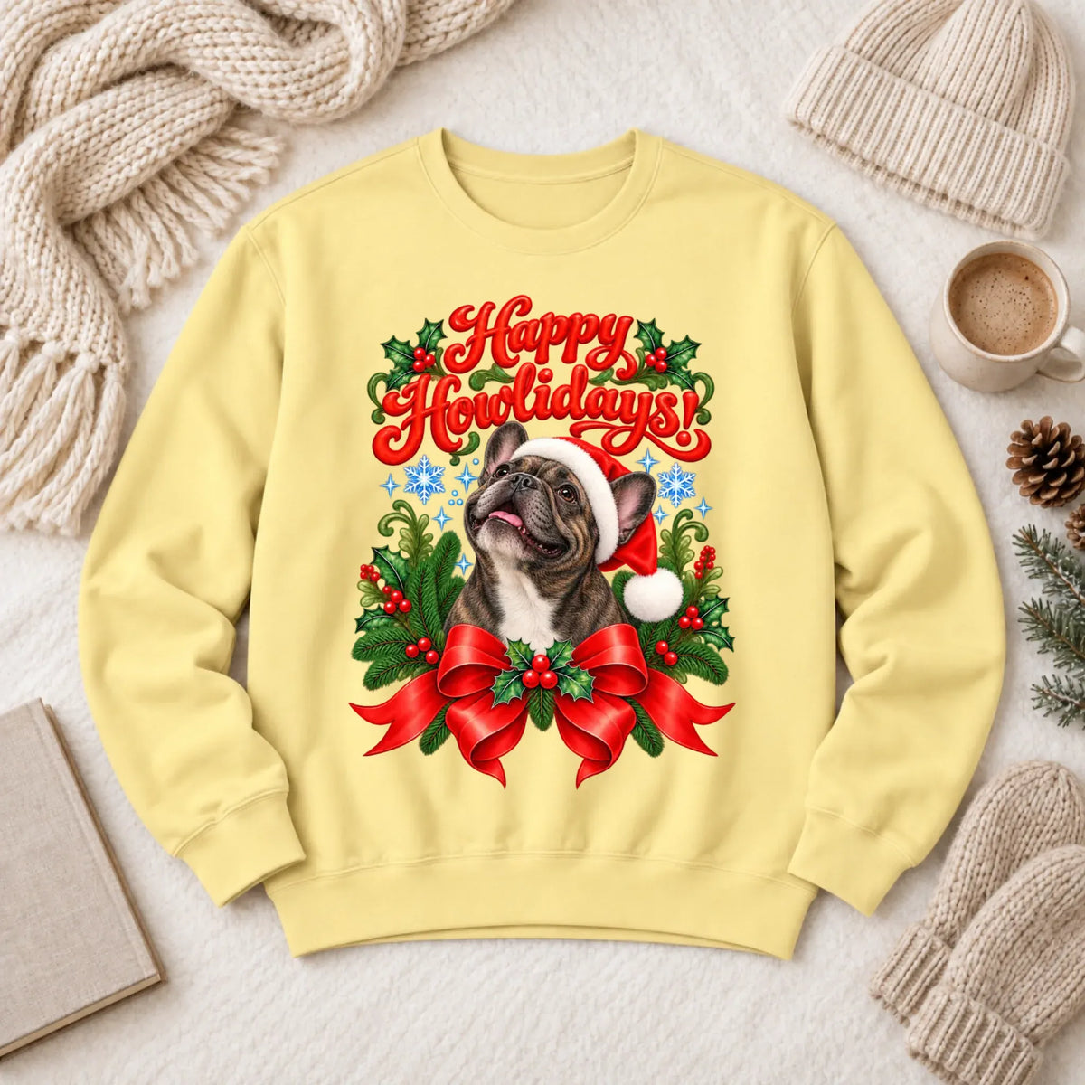 Custom Frenchie Christmas Howlidays Unisex Sweatshirt Butter