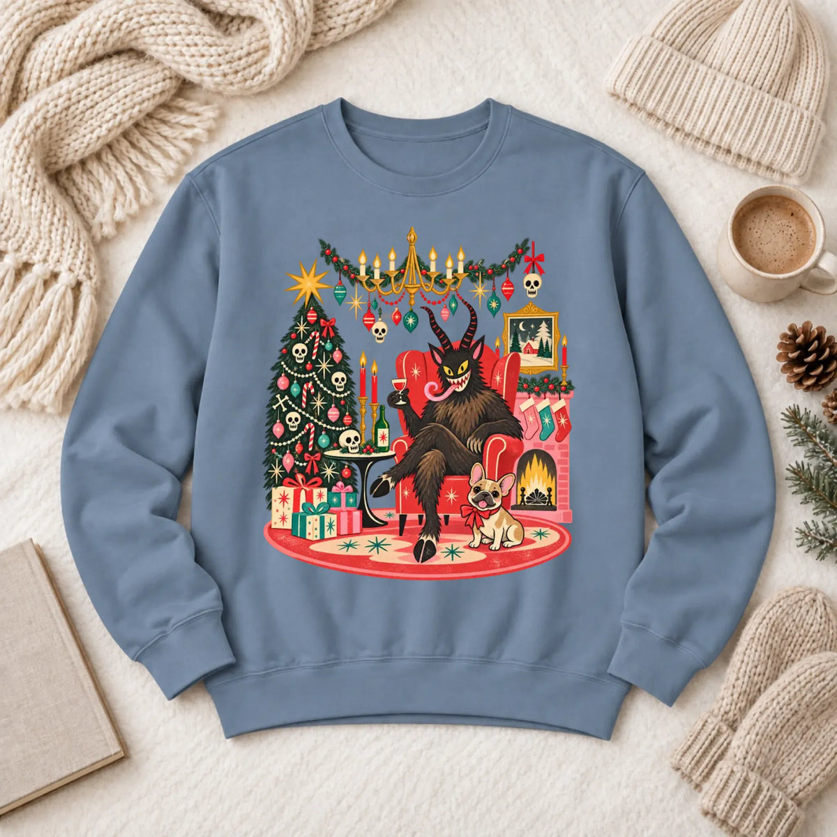 Custom Frenchie Christmas Krampus Unisex Sweatshirt - Sweatshirt - Good Girl John