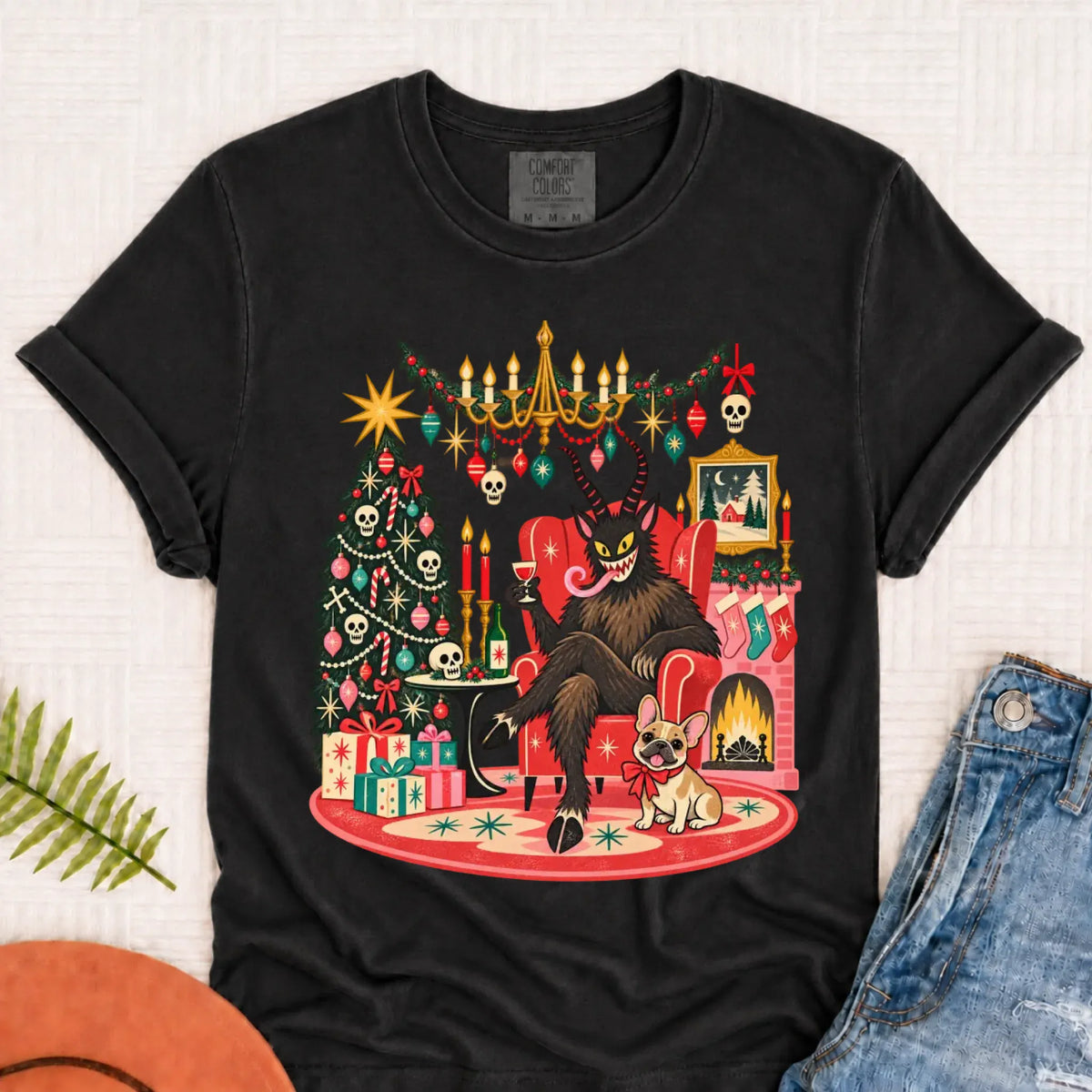 Custom Frenchie Christmas Krampus Unisex Tshirt - T-Shirt - Good Girl John