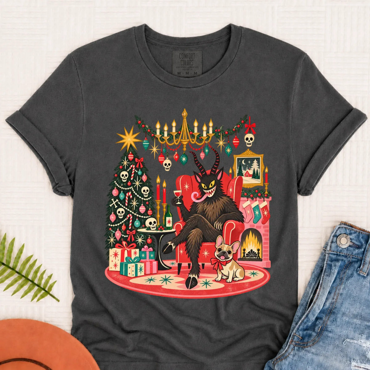 Custom Frenchie Christmas Krampus Unisex Tshirt - T-Shirt - Good Girl John