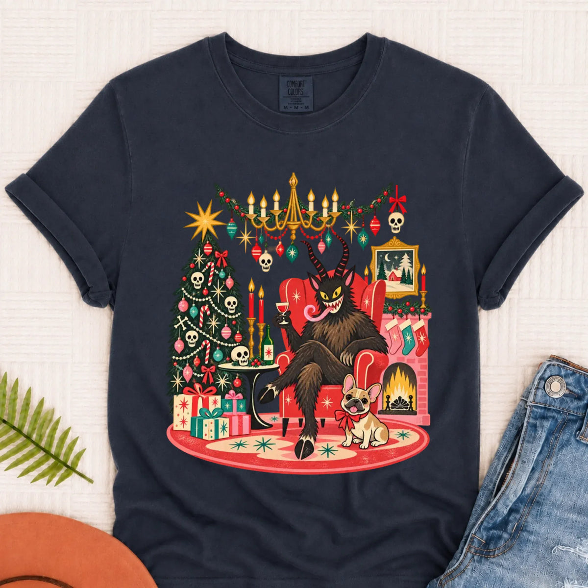 Custom Frenchie Christmas Krampus Unisex Tshirt - T-Shirt - Good Girl John