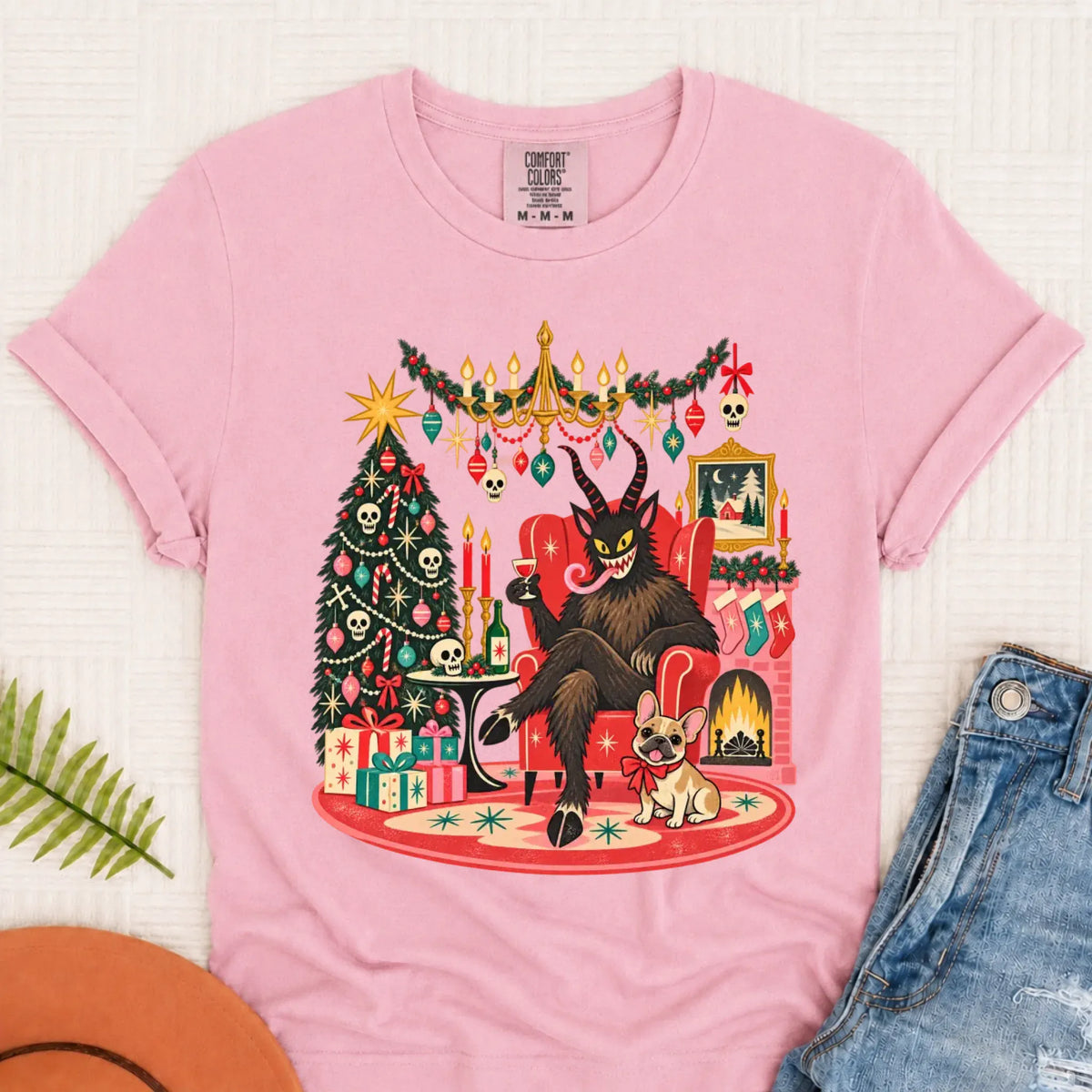Custom Frenchie Christmas Krampus Unisex Tshirt - T-Shirt - Good Girl John
