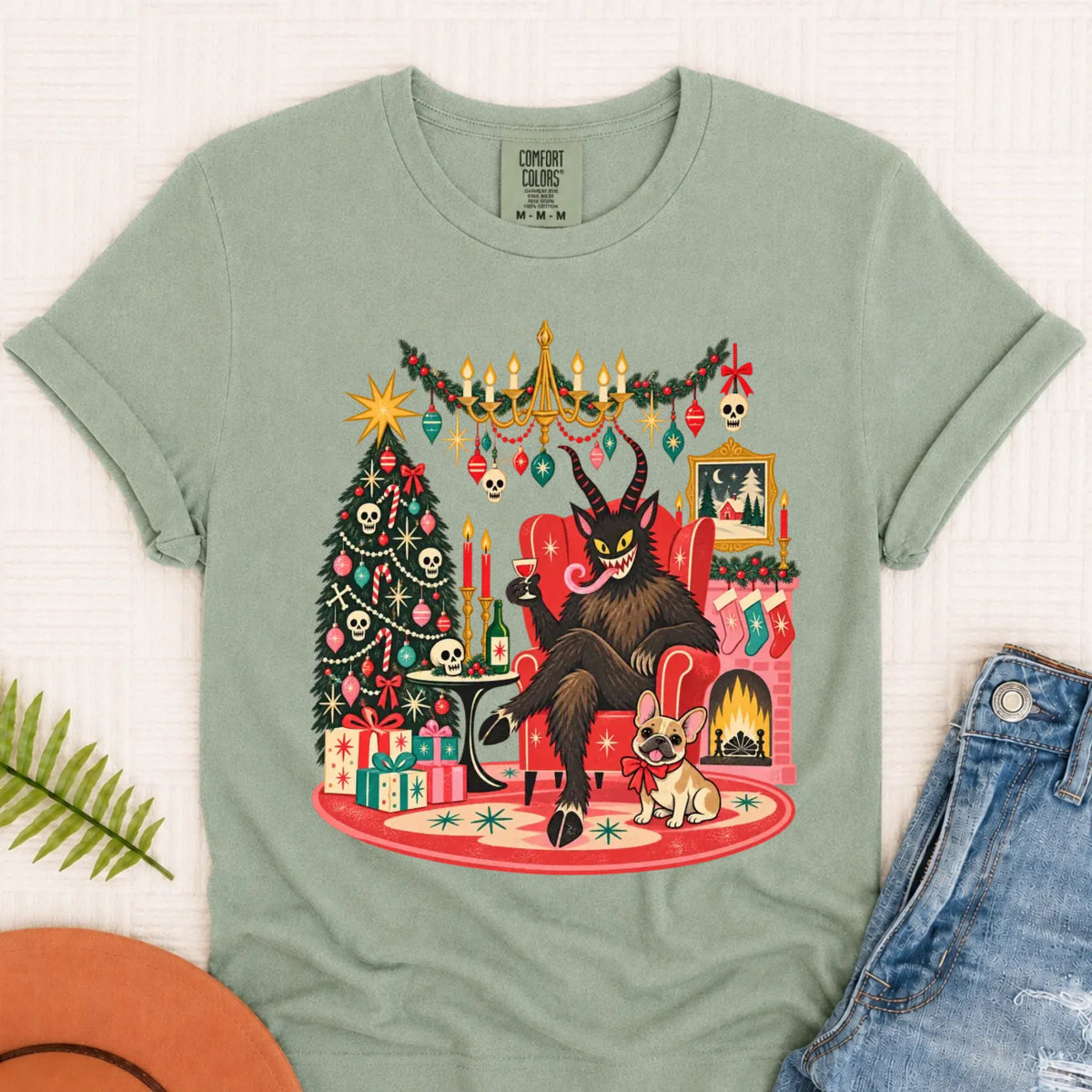 Custom Frenchie Christmas Krampus Unisex Tshirt - T-Shirt - Good Girl John