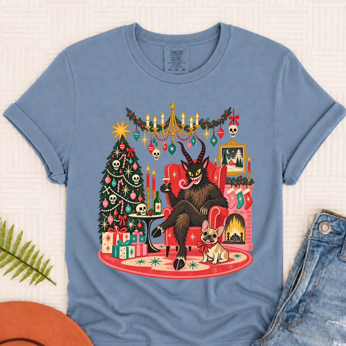 Custom Frenchie Christmas Krampus Unisex Tshirt - T-Shirt - Good Girl John