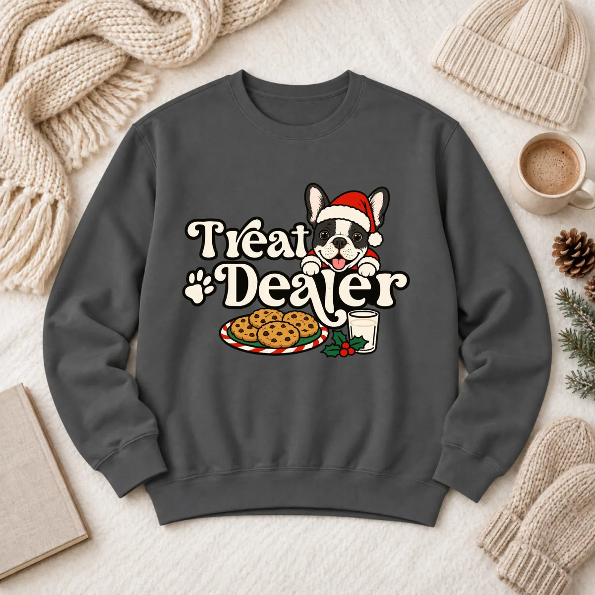 Custom Frenchie Christmas Treat Dealer Unisex Sweatshirt Pepper