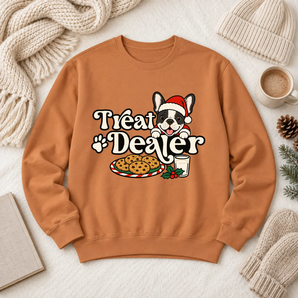Custom Frenchie Christmas Treat Dealer Unisex Sweatshirt Yam