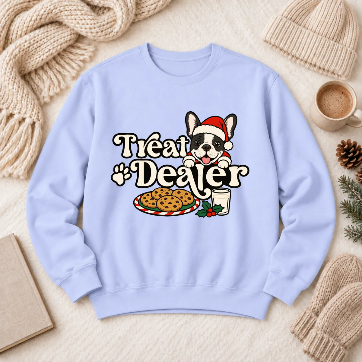 Custom Frenchie Christmas Treat Dealer Unisex Sweatshirt Hydrangea