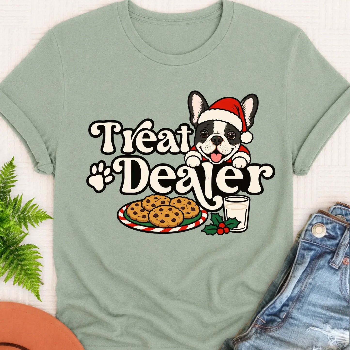 T-Shirt Bay / S Custom Frenchie Christmas Treat Dealer Unisex Tshirt