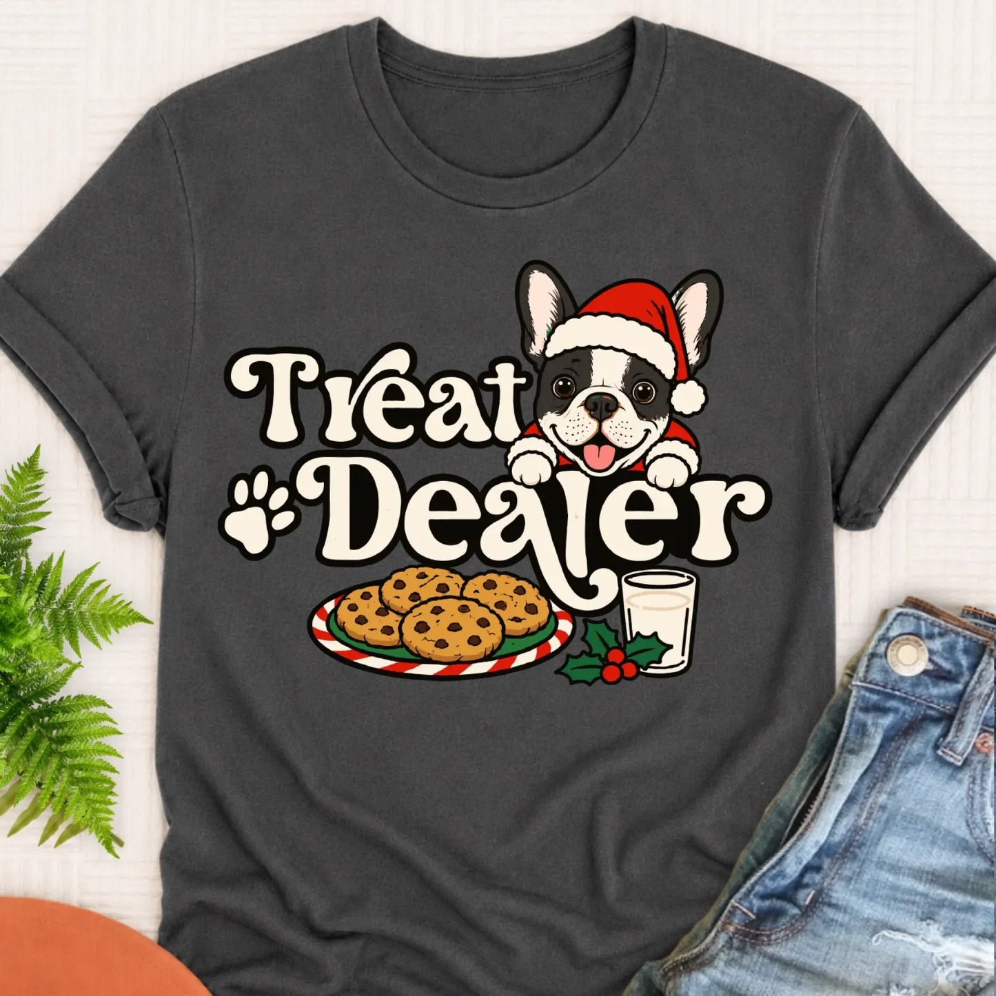 T-Shirt Pepper / S Custom Frenchie Christmas Treat Dealer Unisex Tshirt