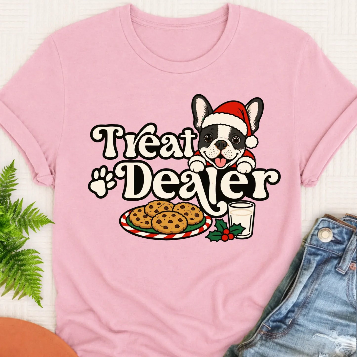 T-Shirt Blossom / S Custom Frenchie Christmas Treat Dealer Unisex Tshirt