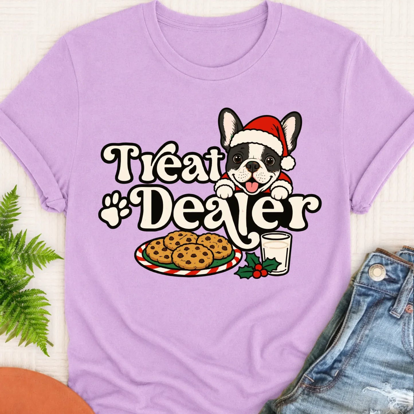 T-Shirt Orchid / S Custom Frenchie Christmas Treat Dealer Unisex Tshirt