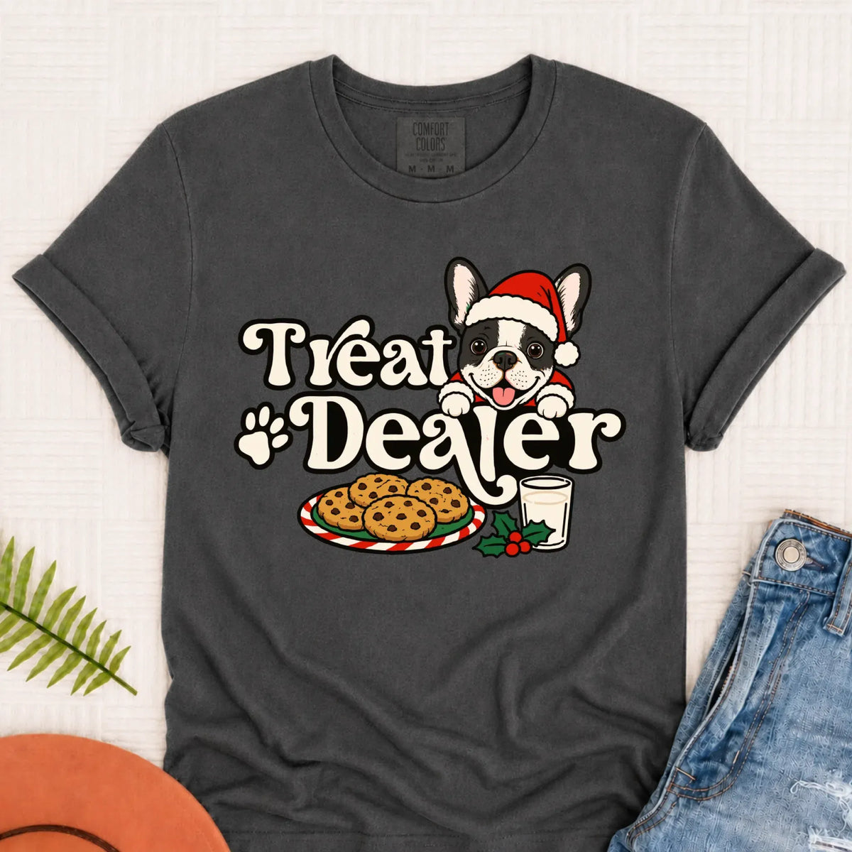 Custom Frenchie Christmas Treat Dealer Unisex Tshirt Pepper