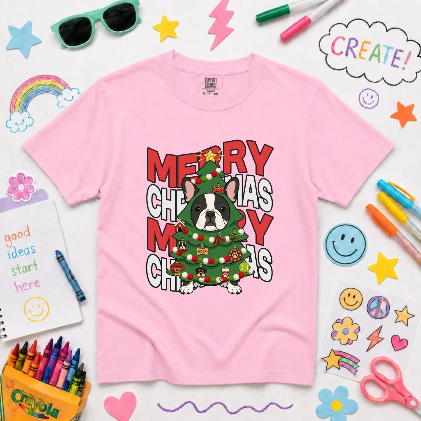 Custom Frenchie Christmas Tree YOUTH Unisex TShirt NEW Youth Midweight Tee Blossom