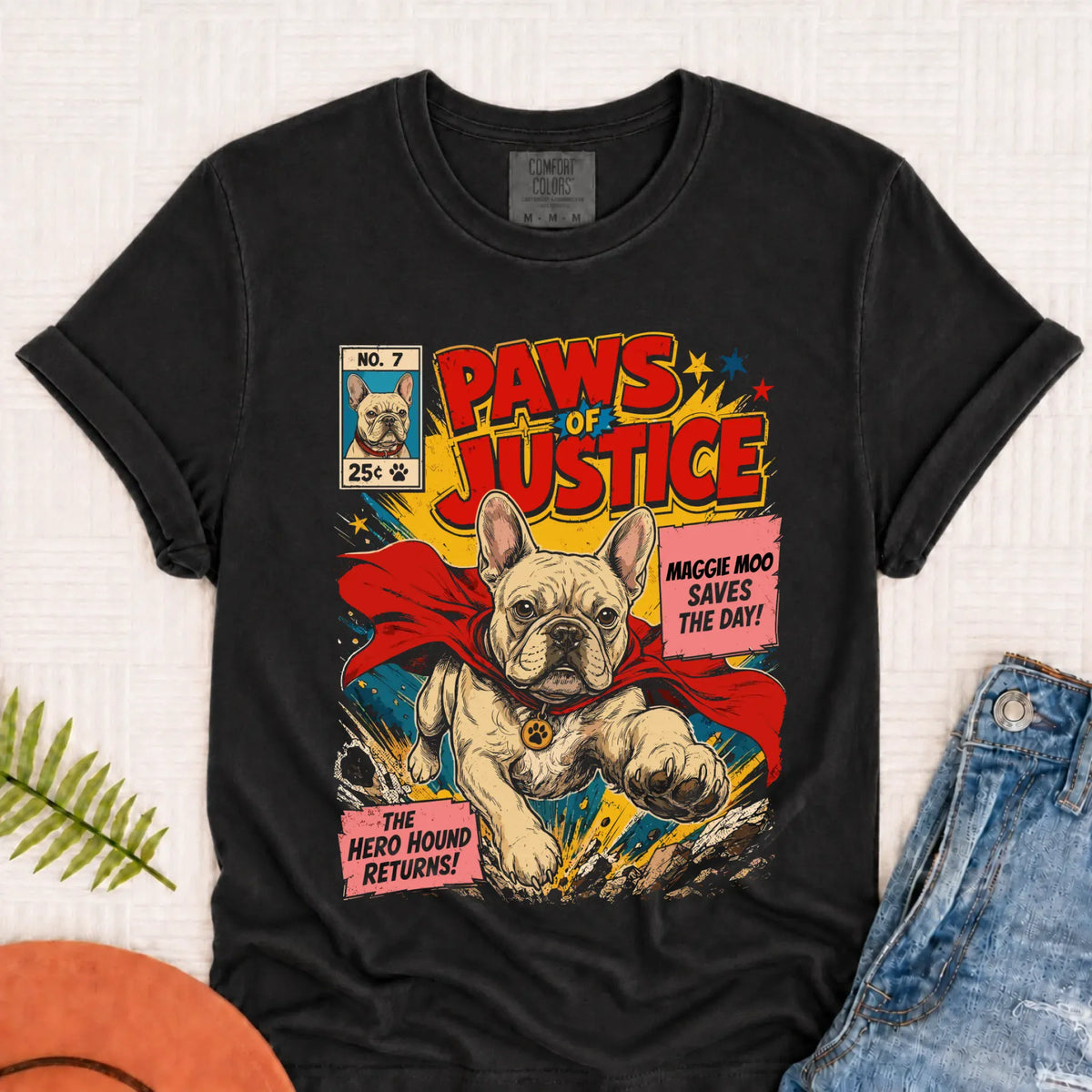T-Shirt Monster Dark 1717 / Graphite / S Custom Frenchie Comic Book Hero Unisex TShirt