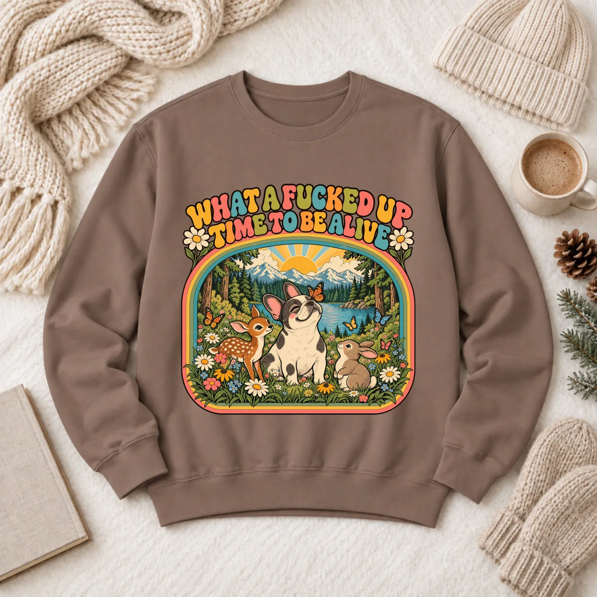 Custom Frenchie Crazy Time Funny Unisex Sweatshirt Espresso