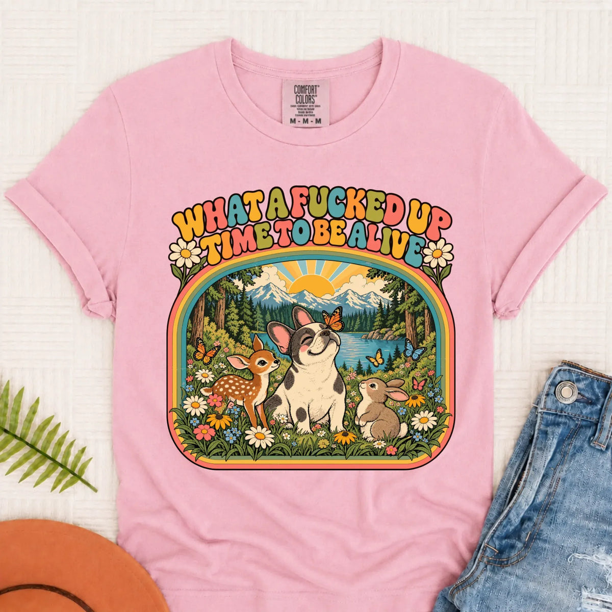 Custom Frenchie Crazy Time Funny Unisex Tshirt Blossom