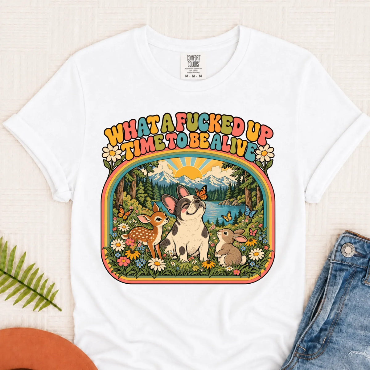 Custom Frenchie Crazy Time Funny Unisex Tshirt White