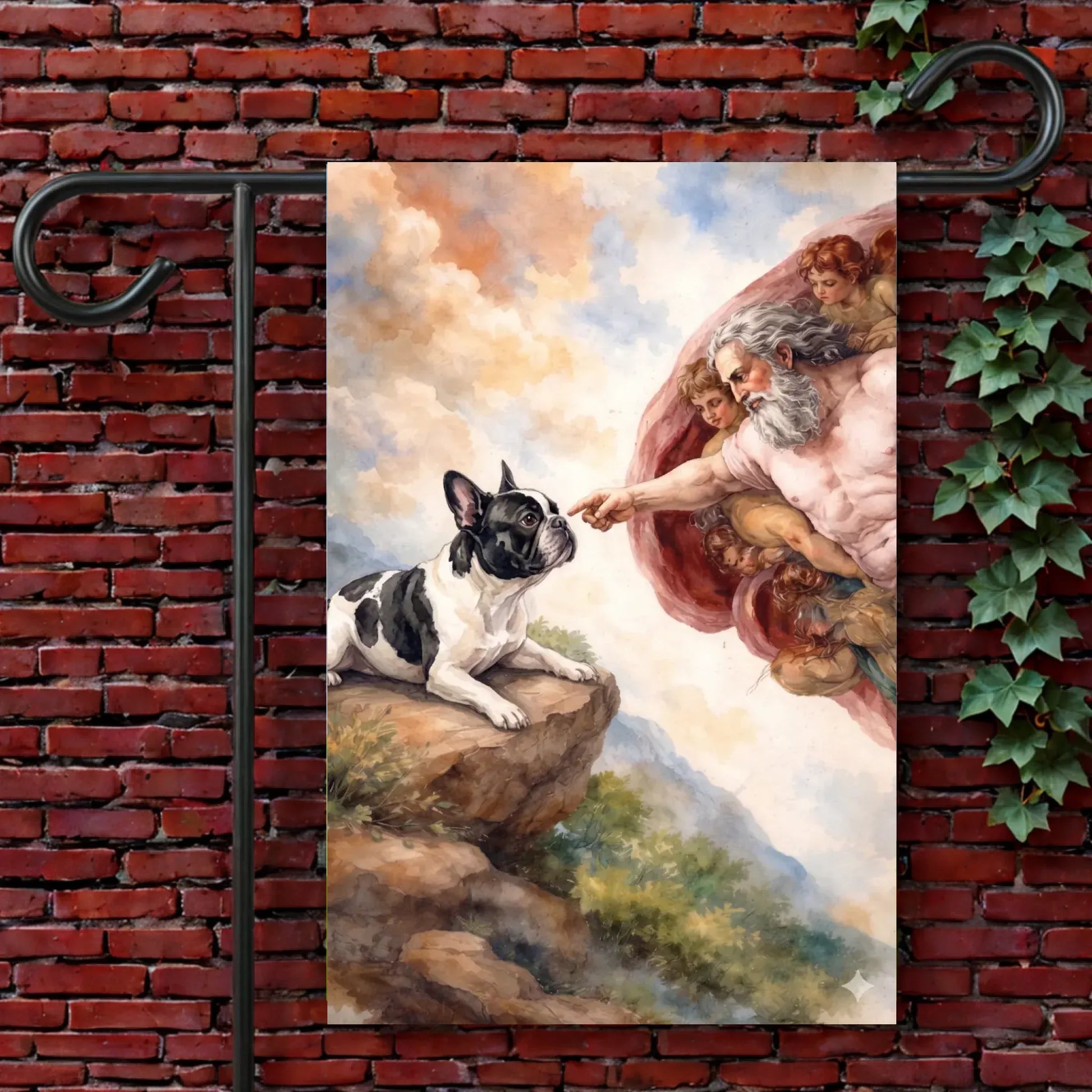 Custom Frenchie Creation of Adam Garden Flag 12'' × 18''